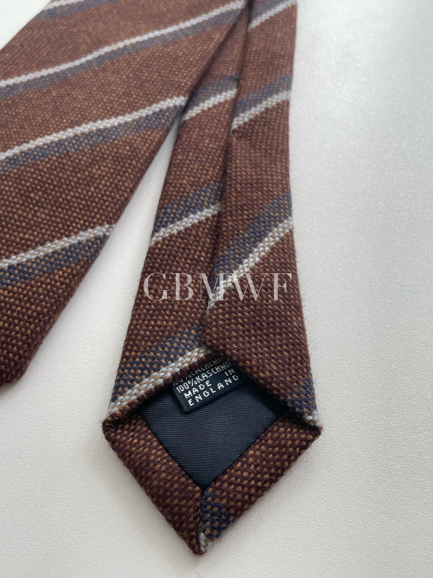 lDrakes Handmade Striped Tipped Cashmere Tie With Tag