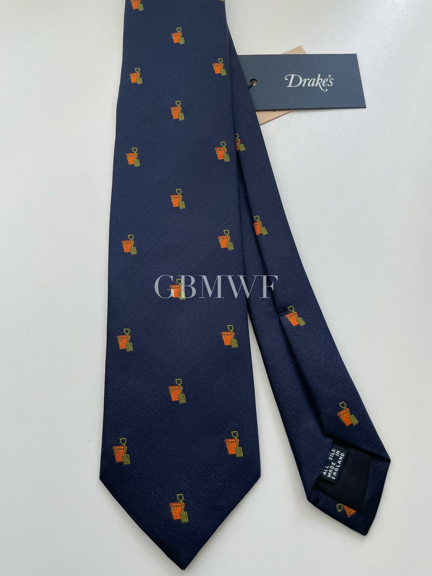 Drakes Handmade Tipped Silk Tie With Tag