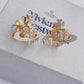 Vivienne Westwood Reverse Heart Studs Earrings Gold Blue and Violet crystal