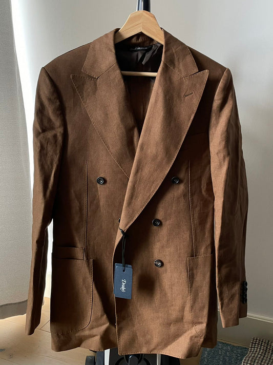 Drake's Sartorial Irish Linen Size 38 Coffee