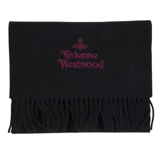 Vivienne Westwood Embroidered Trimmed Wool-knit Scarf Unisex