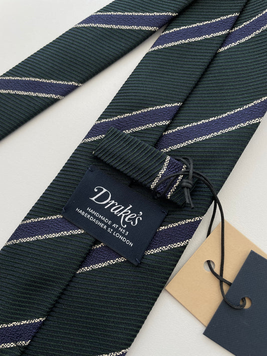 Drakes Handmade Tipped Silk Tie With Tag