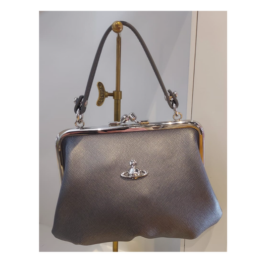 Vivienne Westwood Granny Frame Saffiano Leather Bag Anthracite