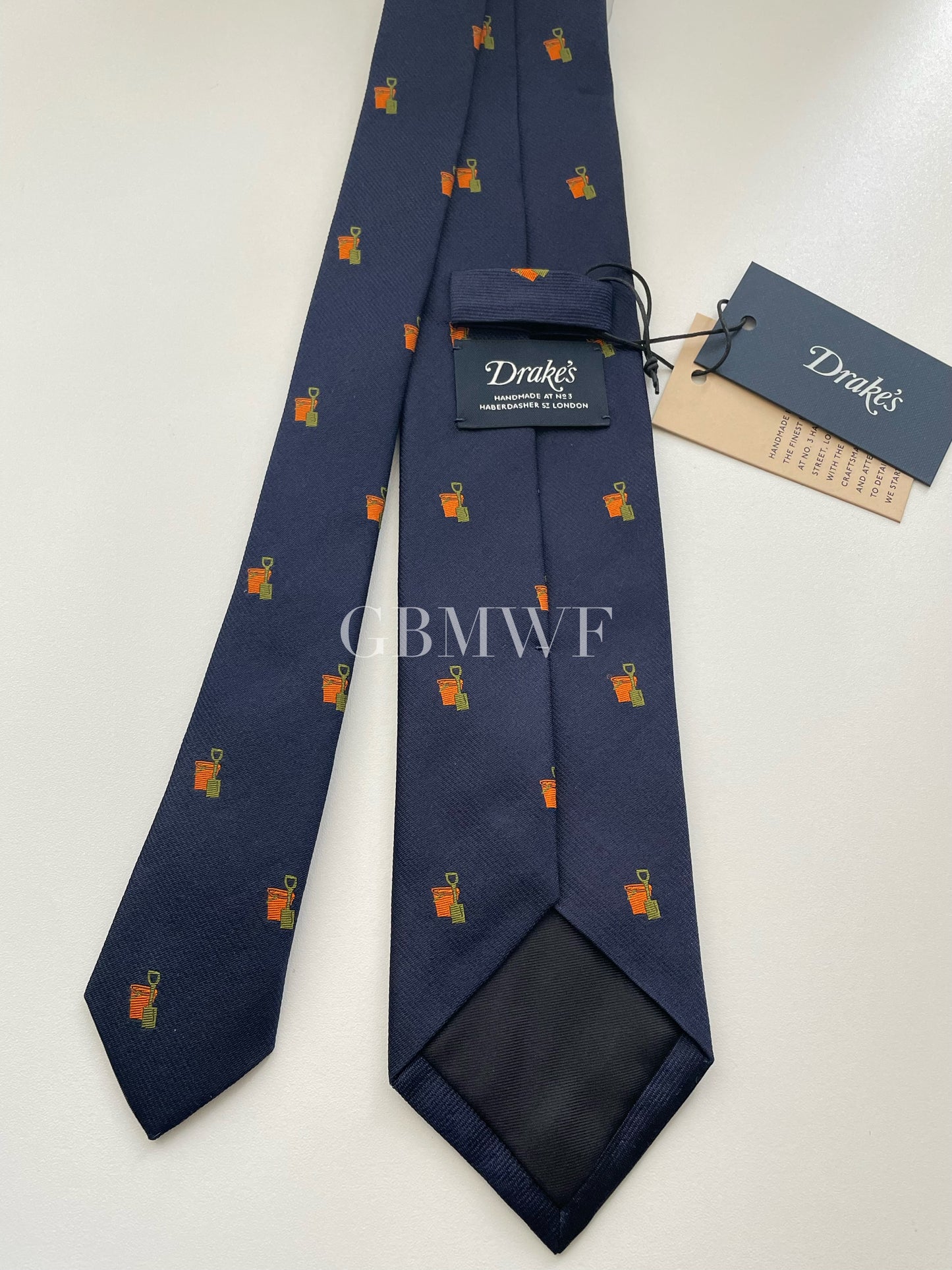 Drakes Handmade Tipped Silk Tie With Tag