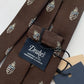 Drakes Salcombe Heraldic Silk Tie – Crowned Emblem in Chocolate Brown