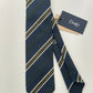 Drakes Hand-rolled Edge Block Multi Stripe Silk Handmade Tie With Tag