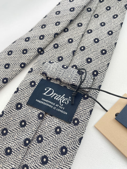 Drakes Hand-rolled Edge Silk Handmade Tie