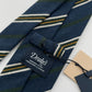 Drakes Hand-rolled Edge Block Multi Stripe Silk Handmade Tie With Tag