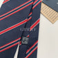 Drakes Handmade Striped Tipped Silk Tie With Tag