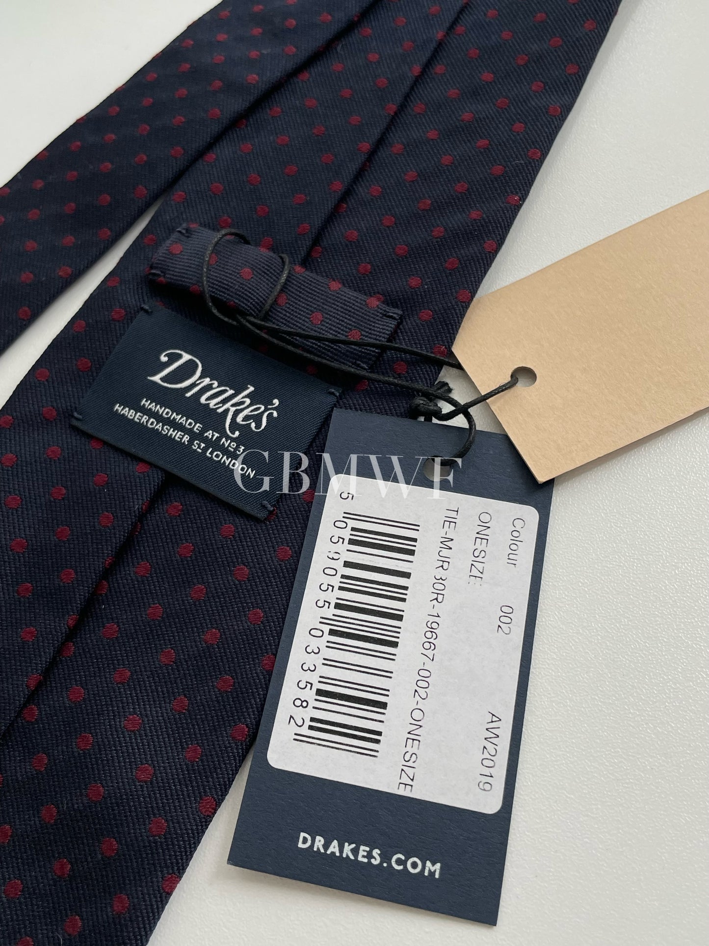 Drakes Handmade Polka Dot Hand-rolled Silk Tie With Tag