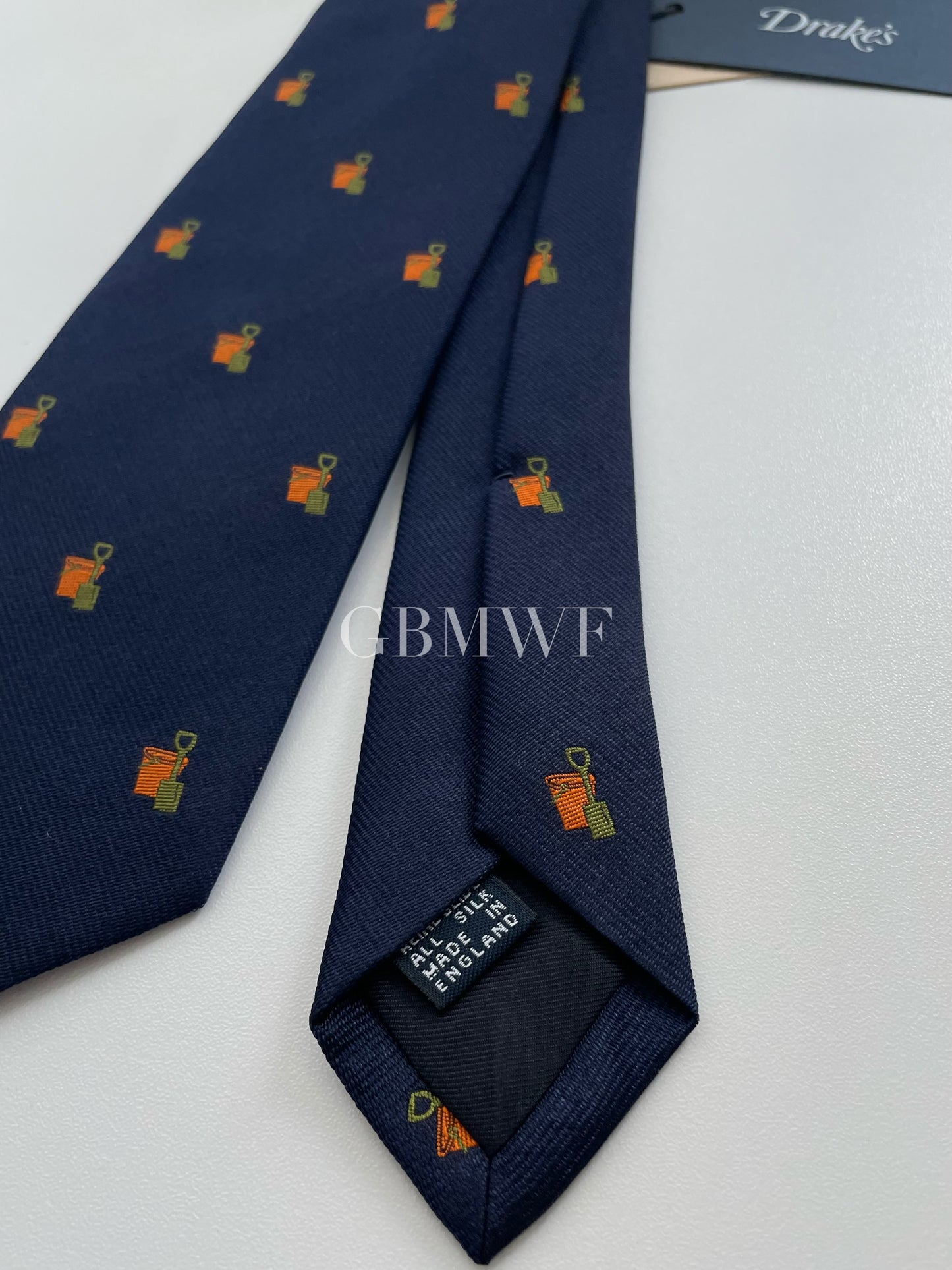 Drakes Handmade Tipped Silk Tie With Tag