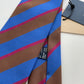 Drakes Handmade Striped Rolled Edge Cotton Silk Tie With Tag