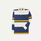 Drakes Ecru, Navy and Yellow Stripe Cotton Rugby Shirt Size Medium