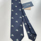 Drakes Motor Motif Navy Silk Tie Handmade Tie Limited Edition