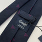 Drakes Logo Motif Navy And Pink Rolled-edge Handmade Silk Tie With Tag