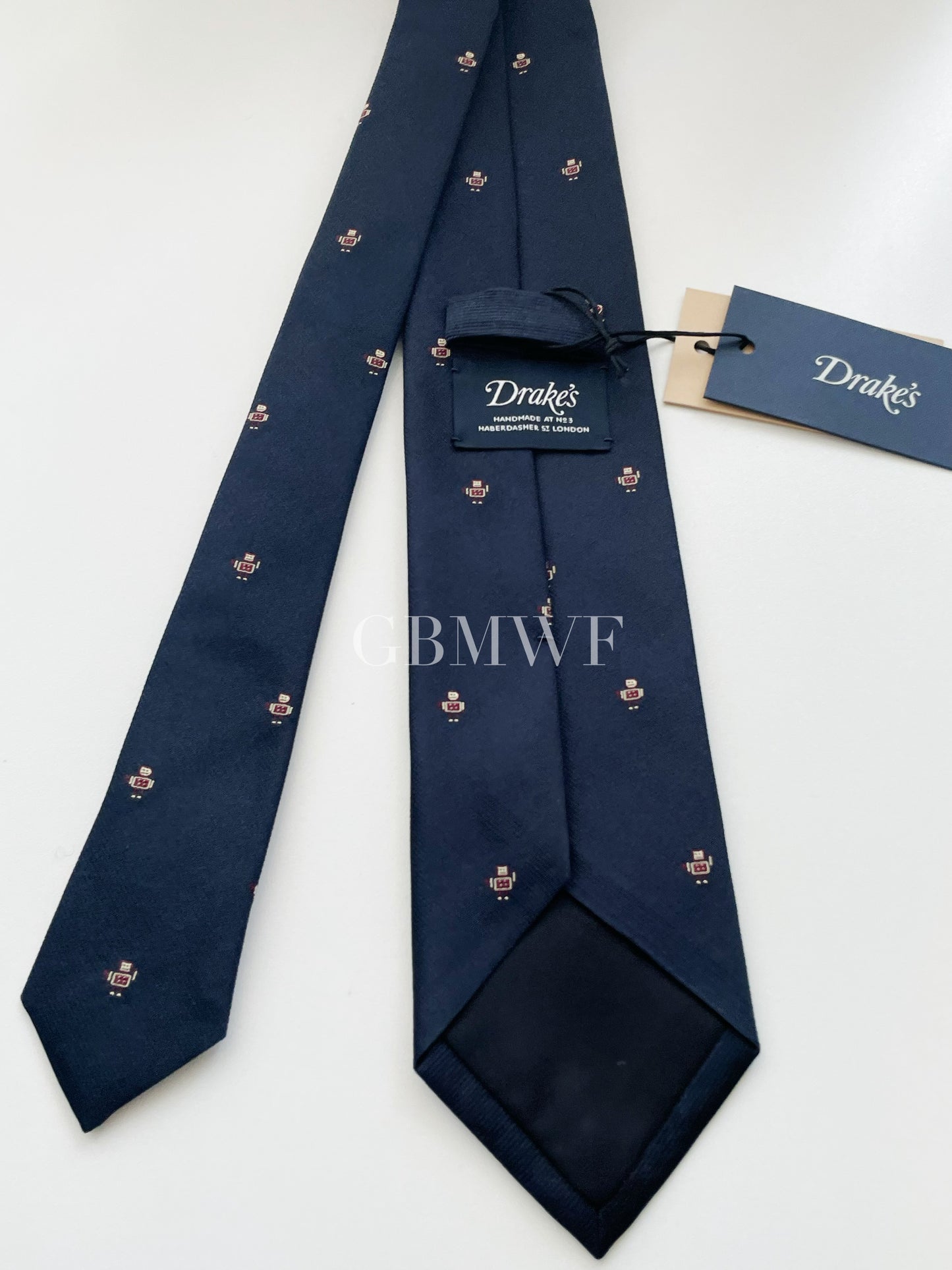 Drakes Handmade Tipped Silk Tie With Tag Robot