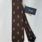 Drakes Salcombe Heraldic Silk Tie – Crowned Emblem in Chocolate Brown