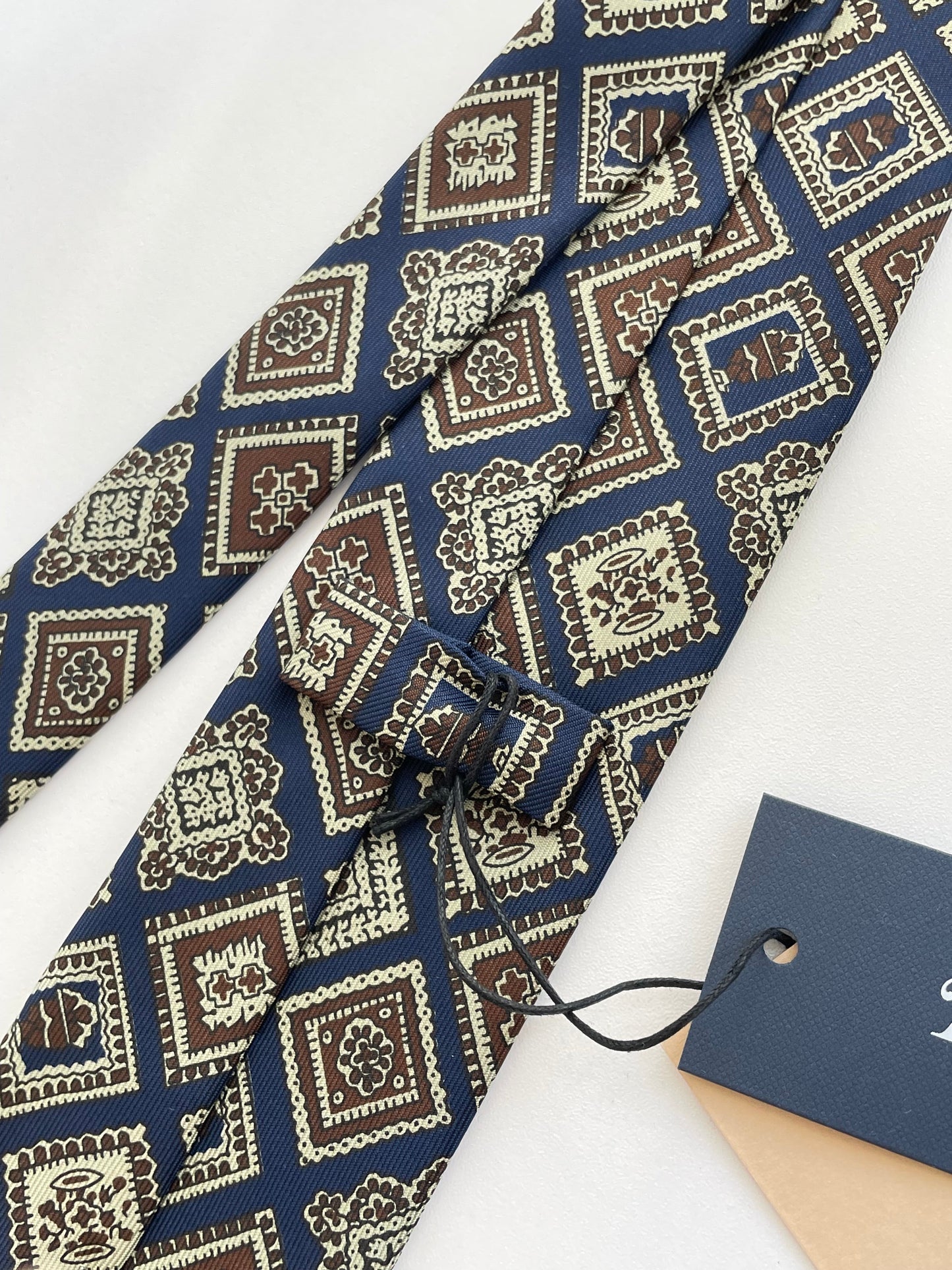 Drakes Handmade Tipped Silk Tie With Tag
