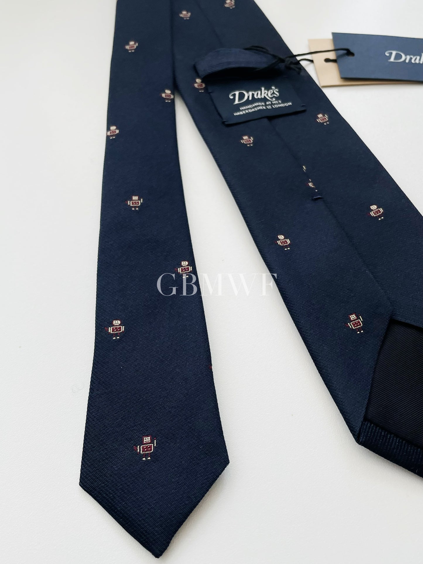 Drakes Handmade Tipped Silk Tie With Tag Robot