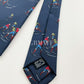 Limited Drakes Navy Handmade Silk Tie with Ice Hockey Motif Sports Collection