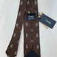 Drakes Salcombe Heraldic Silk Tie – Crowned Emblem in Chocolate Brown