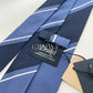 Drakes Handmade Striped Tipped Silk Tie With Tag