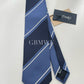 Drakes Handmade Striped Tipped Silk Tie With Tag