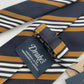 Drakes Handmade Striped Tipped Silk Tie With Tag