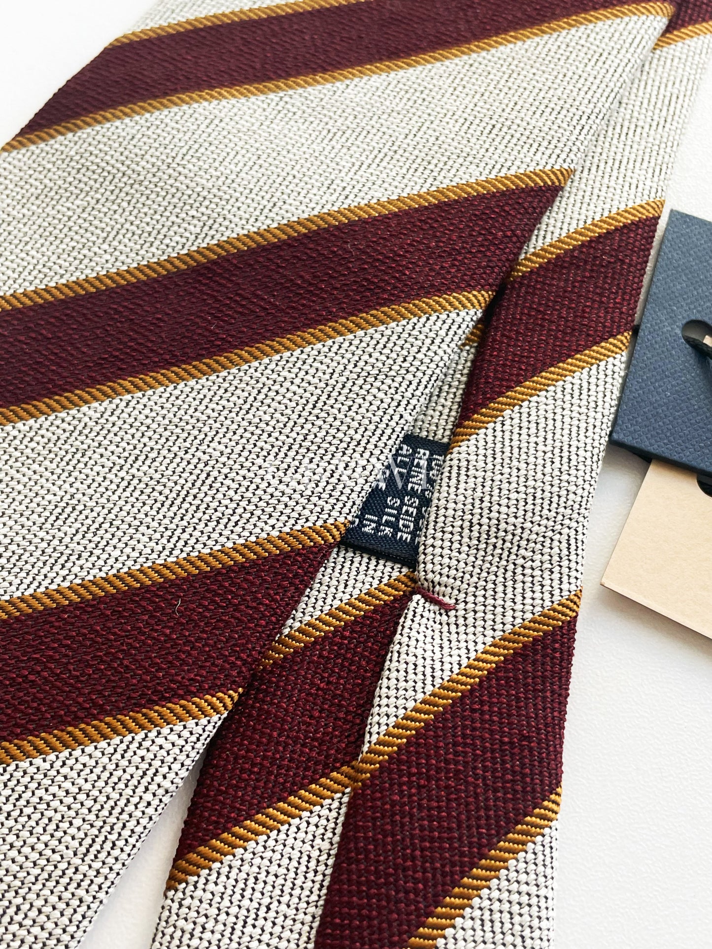 Drakes Hand-rolled Edge Block Stripe Silk Handmade Tie With Tag