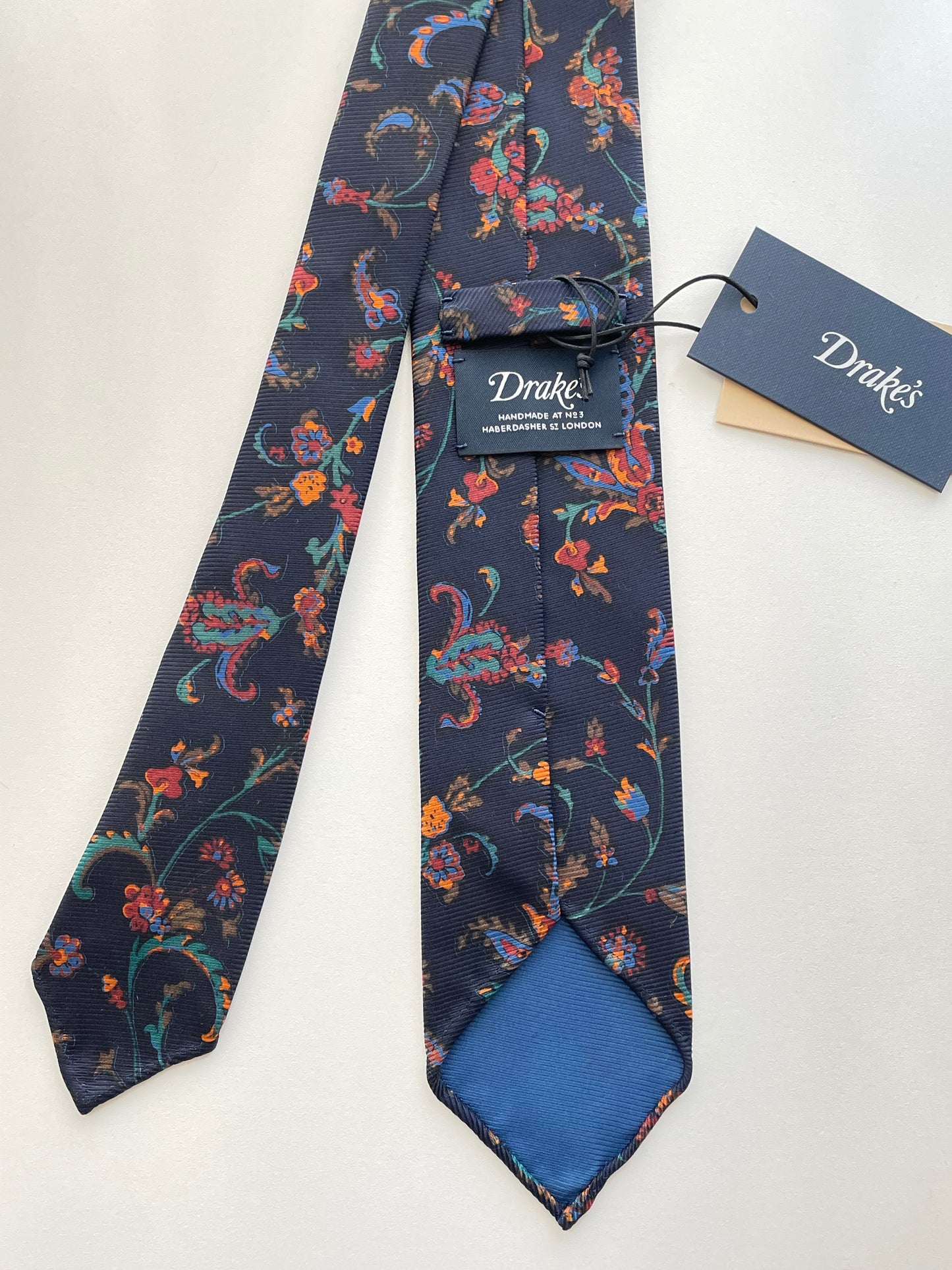 Drakes Handmade Rolled Edge Silk Tie 7cm Wide