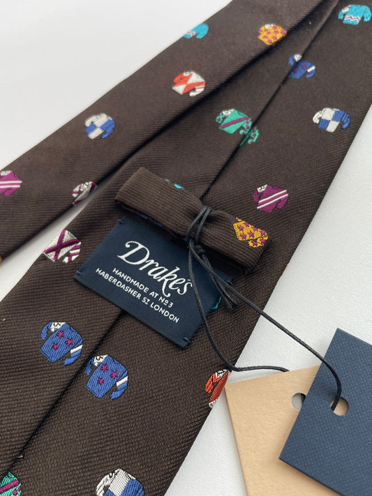 Drakes Jockey Motif Handmade Tie With Tag Limited Edition