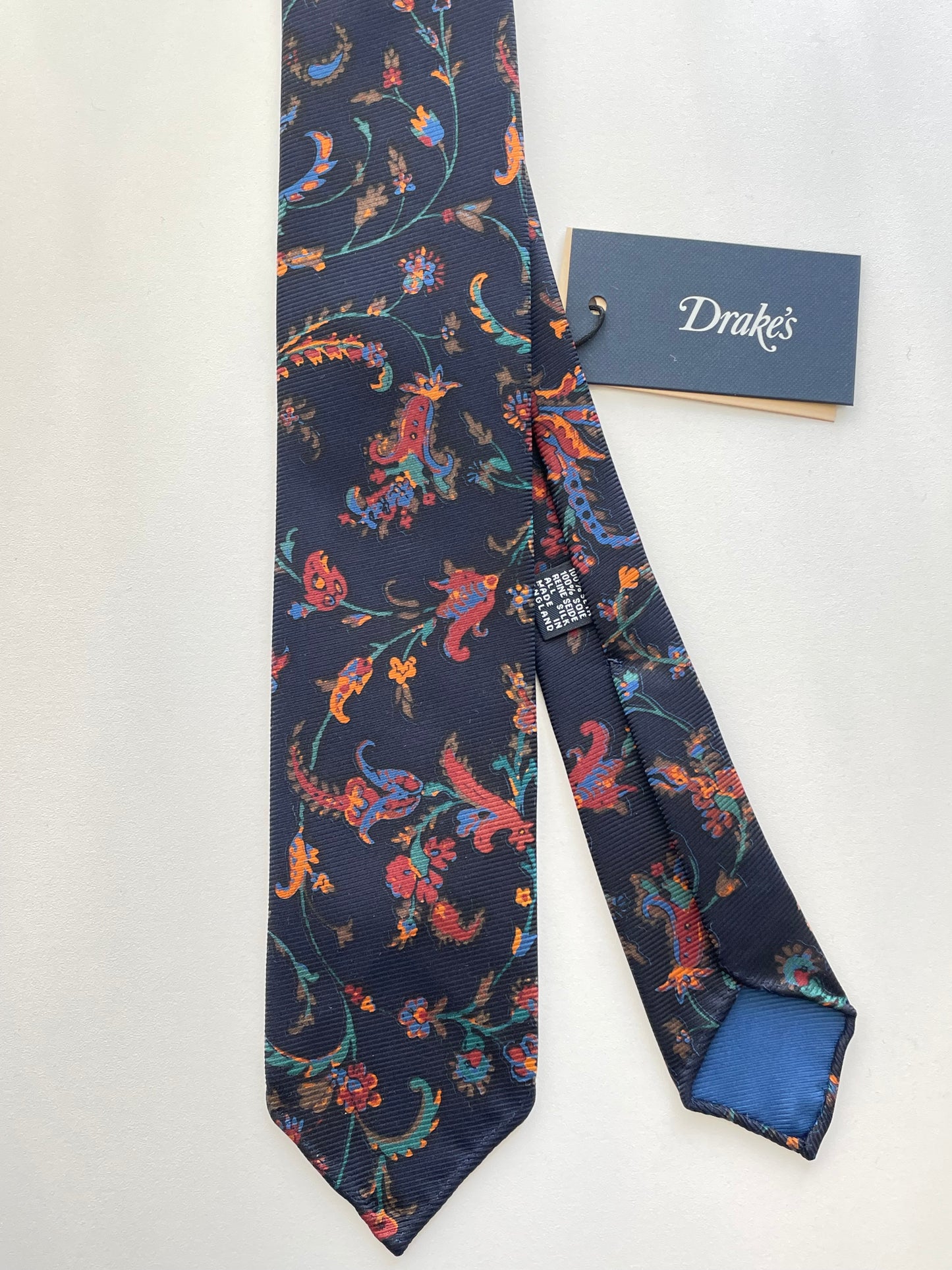 Drakes Handmade Rolled Edge Silk Tie 7cm Wide