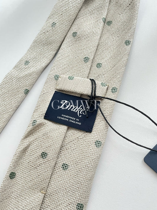 Drakes Handmade Polka Dot Hand-rolled Silk Tie With Tag