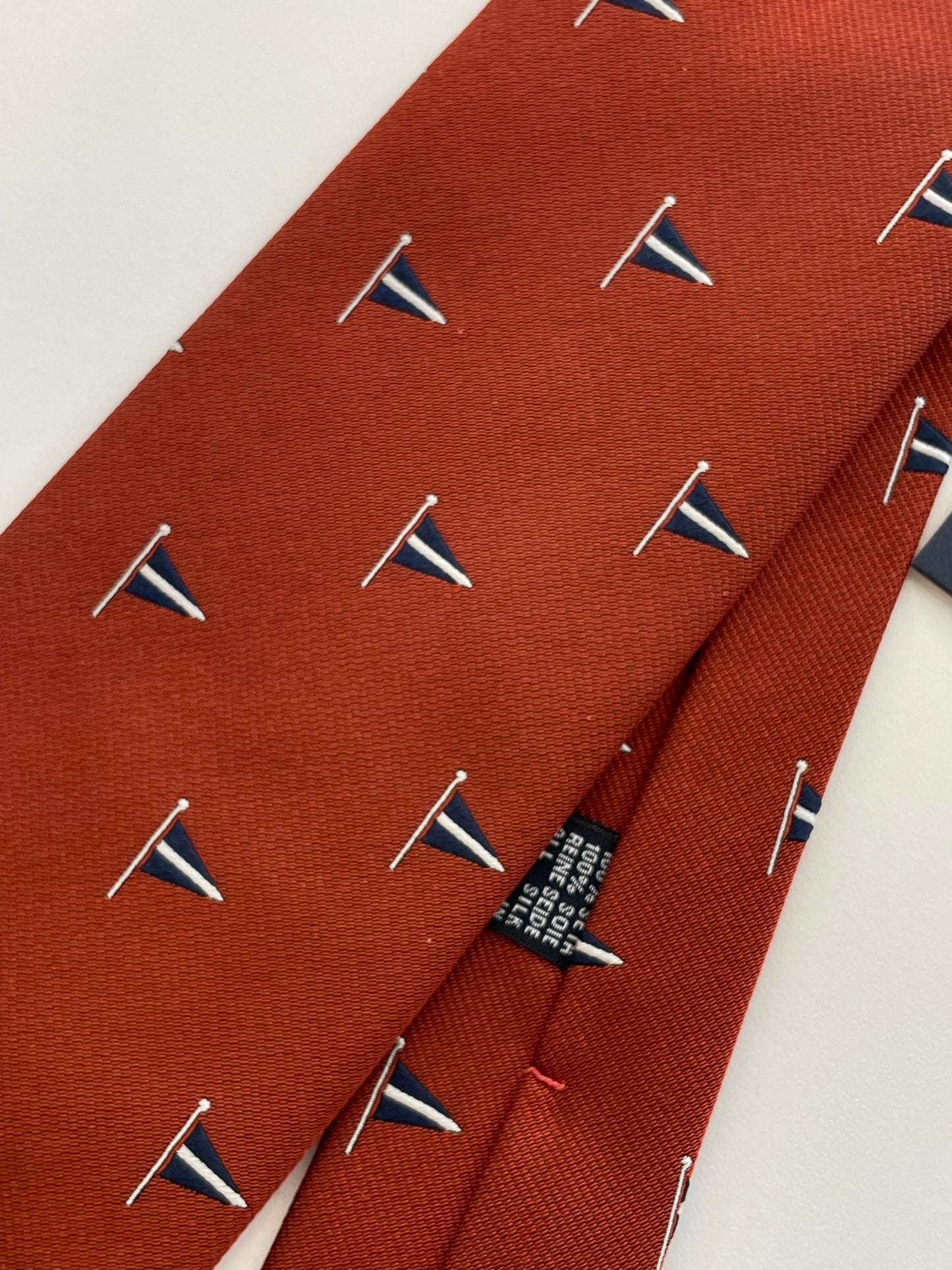 Drakes Nautical Signal Flag Rolled-edge Handmade Silk Tie With Tag