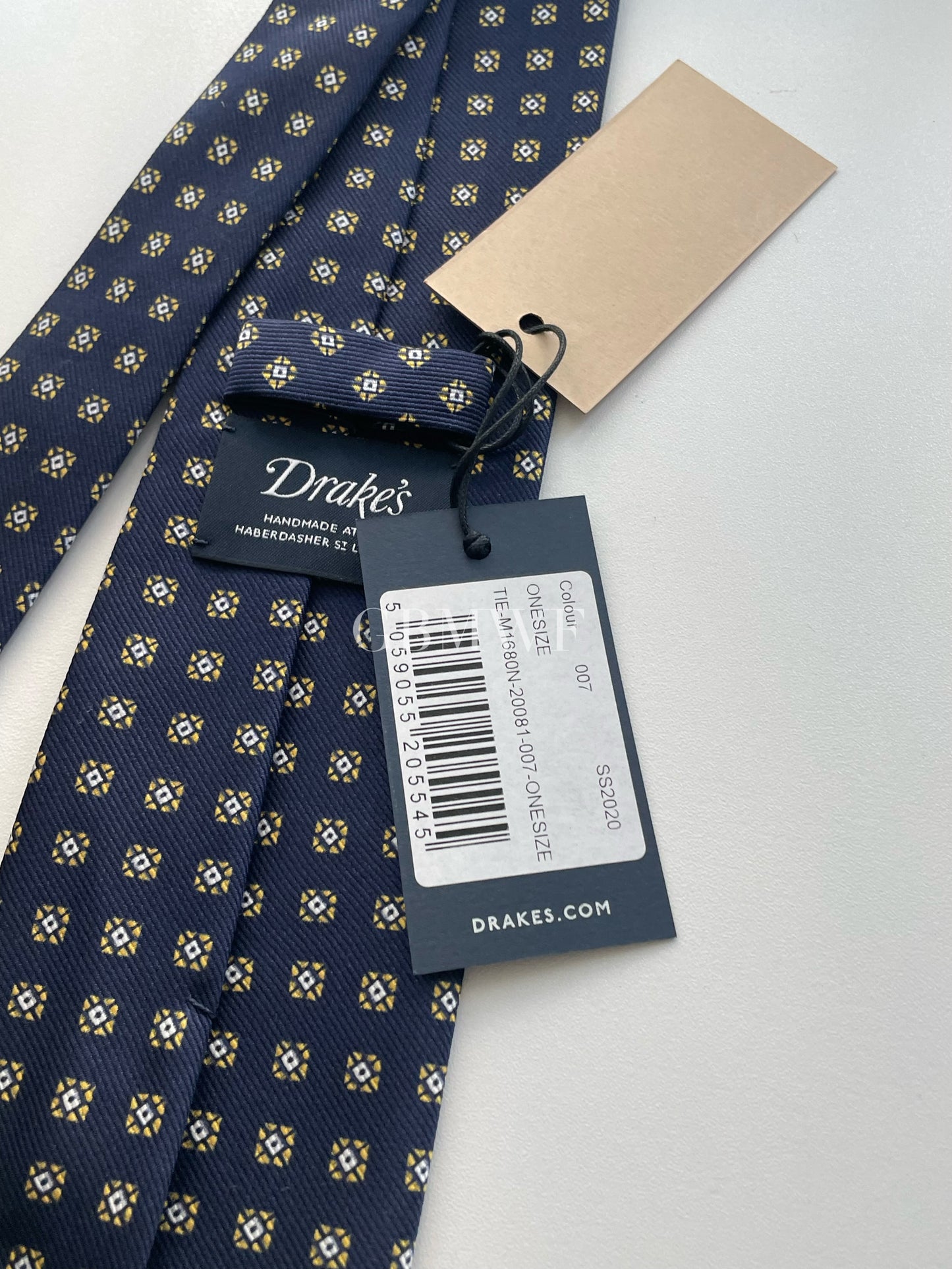 Drakes Handmade Tipped Silk Tie With Tag