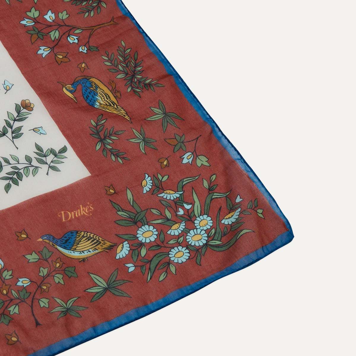 Drake's Birds Of Paradise Print Wool-Silk Bandana Limited Edition