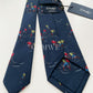 Limited Drakes Navy Handmade Silk Tie with Ice Hockey Motif Sports Collection