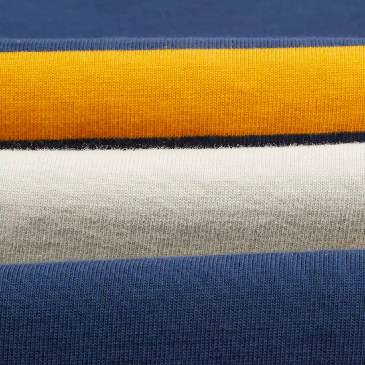 Drakes Ecru, Navy and Yellow Stripe Cotton Rugby Shirt Size Medium