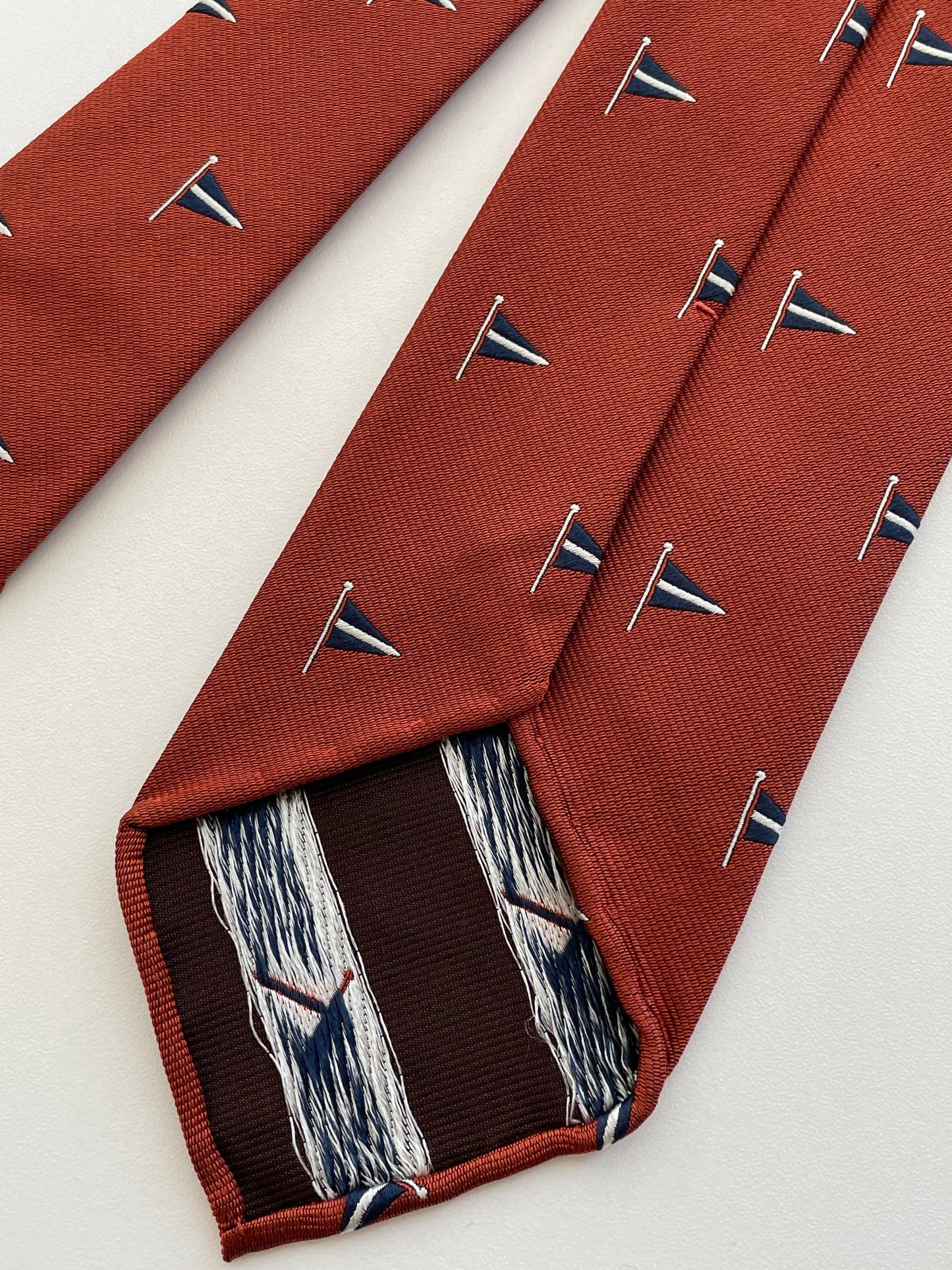 Drakes Nautical Signal Flag Rolled-edge Handmade Silk Tie With Tag