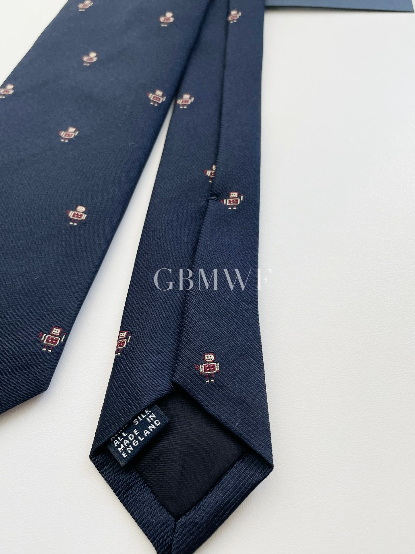 Drakes Handmade Tipped Silk Tie With Tag Robot
