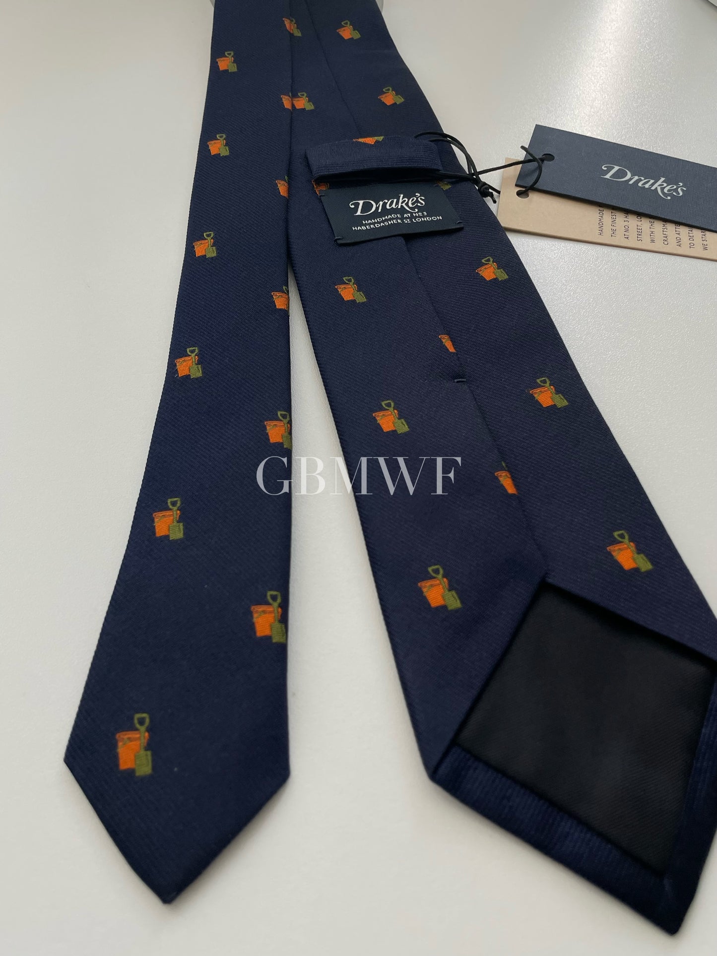 Drakes Handmade Tipped Silk Tie With Tag