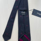 Drakes Logo Motif Navy And Pink Rolled-edge Handmade Silk Tie With Tag