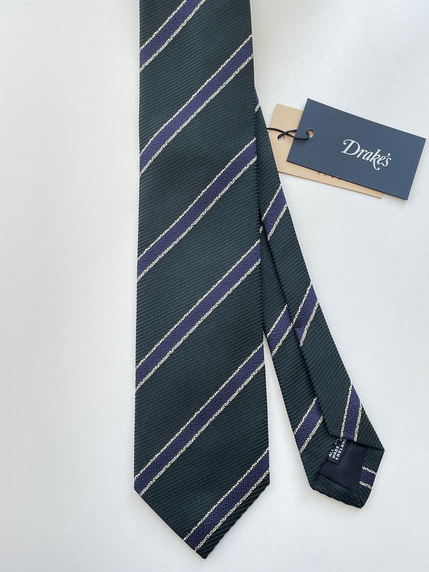 Drakes Handmade Tipped Silk Tie With Tag