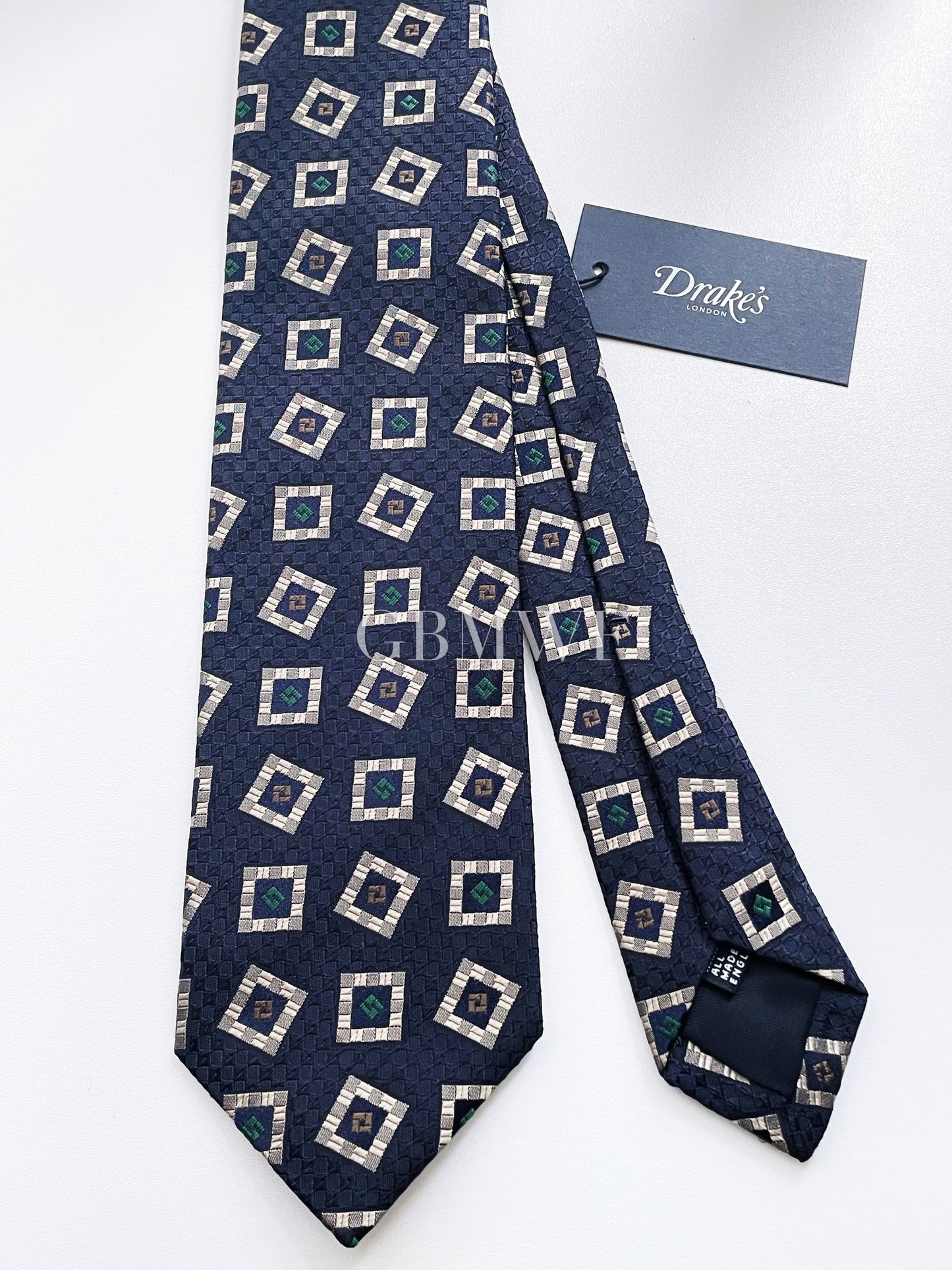 Drakes Handmade Tipped Silk Tie With Tag