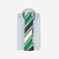 Drake's Navy, Green, Yellow and White Stripe Mogador Silk Tipped Tie
