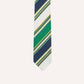 Drake's Navy, Green, Yellow and White Stripe Mogador Silk Tipped Tie