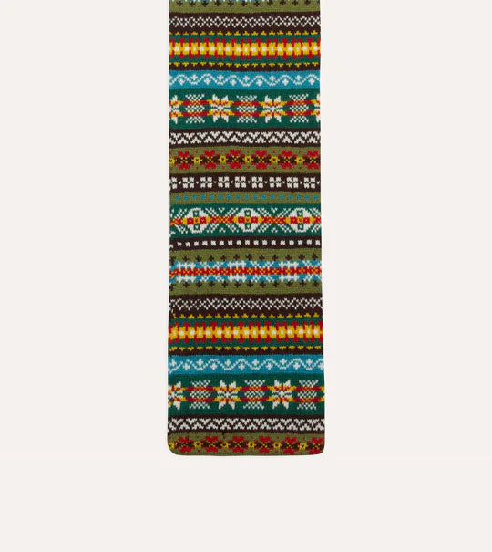 Drake's Green Fair Isle Lambswool Scarf
