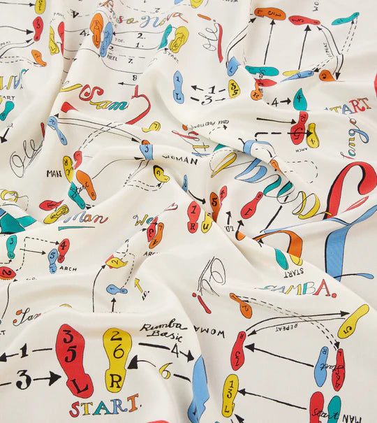 Drake's Dance Steps Print Silk Bandana
