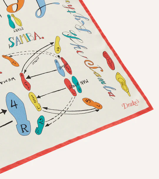 Drake's Dance Steps Print Silk Bandana
