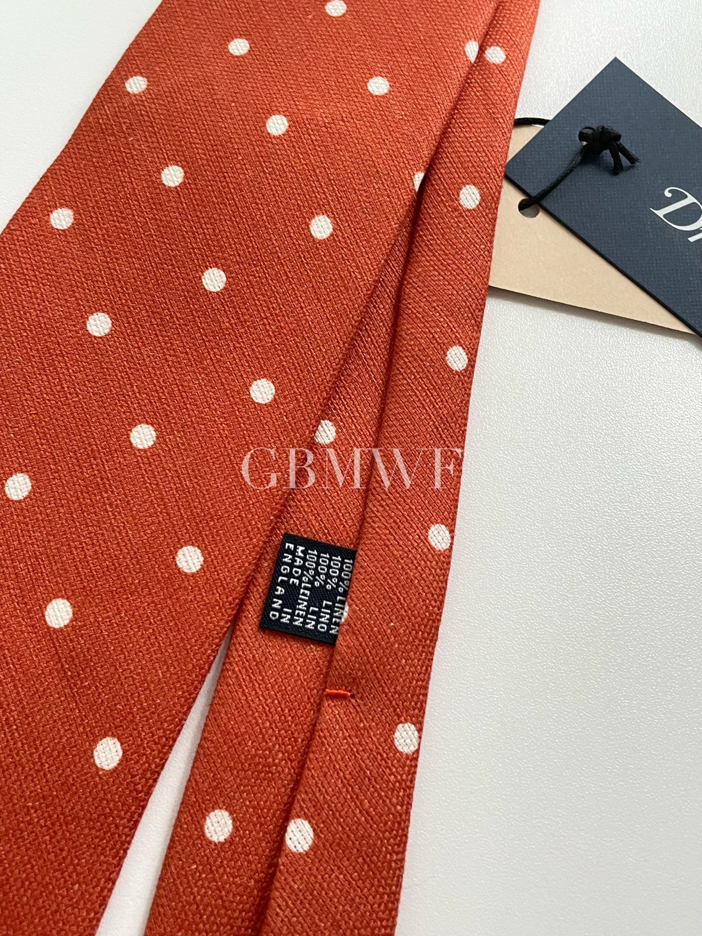 Drakes Handmade Polka Dot Hand-rolled Silk Tie With Tag